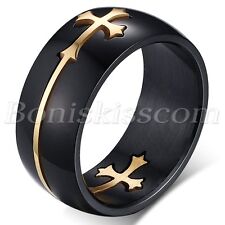 Anel cruzado destacável masculino design exclusivo preto aço inoxidável tamanho 7-14, usado comprar usado  Enviando para Brazil