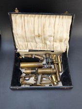 Peças ópticas antigas de microscópio em estojo de couro comprar usado  Enviando para Brazil