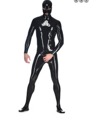 Latex Rubber Gummi Catsuit Suit Black Mask  Bodysuit Cosplay Men S-XXL comprar usado  Enviando para Brazil