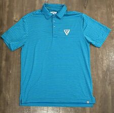 Usado, Camisa polo masculina leve média golfe casual listra verde/azul Levelwear C1 comprar usado  Enviando para Brazil