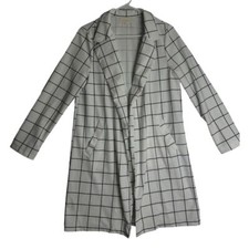 Trench coat feminino Melloday painel frontal aberto xadrez branco tamanho M, usado comprar usado  Enviando para Brazil