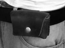 Bolsa de bolso masculina cinto cintura bolsa carteira estojo couro de vaca real preta W357 comprar usado  Enviando para Brazil