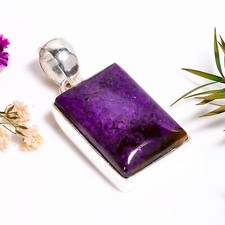 Joia étnica feita à mão com pedra preciosa sugilita de rocha.925 pingente de prata 1,4" GSR-12133 comprar usado  Enviando para Brazil