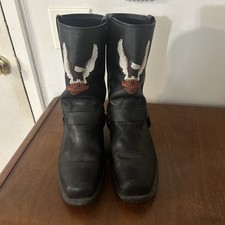 Botas de motocicleta Harley Davidson masculinas 12.5 couro preto logotipo bordado 91002! comprar usado  Enviando para Brazil