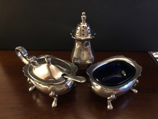 Conjunto de abanador de pimenta prata esterlina 925 vintage Birmingham adega sal e mostarda comprar usado  Enviando para Brazil