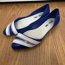Sapatilhas Melissa x Karl Lagerfeld azul com zíper borracha biqueira pontiaguda tamanho EUA 6, usado comprar usado  Enviando para Brazil