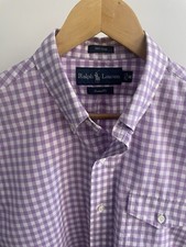 Camisa xadrez masculina roxa e branca ajuste personalizado Ralph Lauren - Tamanho médio comprar usado  Enviando para Brazil