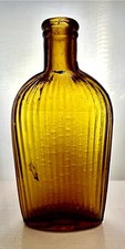 Frasco de 1/2 pinta amarelo âmbar com nervuras com alça lateral, usado comprar usado  Enviando para Brazil