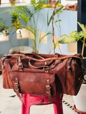 Sac de voyage en cuir de chèvre véritable sac de sport marron bagage de nuit ... comprar usado  Enviando para Brazil