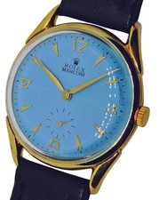 Vintage Rolex Marconi mostrador azul celeste banhado a ouro 18k relógio de vento manual com manutenção, usado comprar usado  Enviando para Brazil