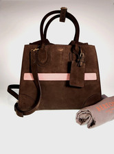 Bolsa tiracolo Bertoni Darcy satchel média camurça marrom rosa listrada Itália nova sem etiquetas, usado comprar usado  Enviando para Brazil