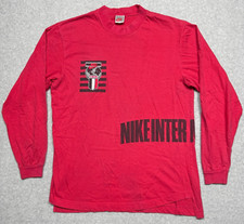 Camisa Nike Vintage Masculina Grande Vermelha Globo Internacional Ponto Único Anos 90 Fabricada nos EUA comprar usado  Enviando para Brazil