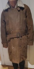 Casaco masculino de couro real vintage marrom acastanhado comprimento total comprar usado  Enviando para Brazil