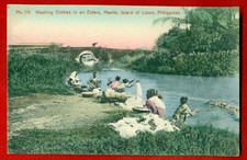 CARTÃO POSTAL VINTAGE FILIPINO MANILA LAVAR ROUPAS EM ESTERO 317 comprar usado  Enviando para Brazil
