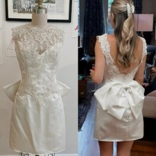 Usado, Vestidos de noiva curtos com gargantilha laço pescoço doce elegante sem mangas vestidos de noiva comprar usado  Enviando para Brazil