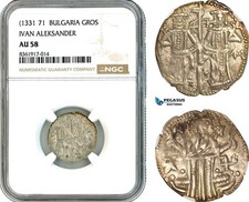 AK622, Bulgaria, Ivan Alexander, Gros ND (1331-71) plata, NGC AU58 segunda mano  Embacar hacia Mexico