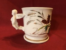 Caneca de barbear antiga querubim cabo de anjo pedra de ferro com verde floral rosa rosa comprar usado  Enviando para Brazil