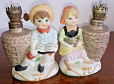 Par de lâmpadas a óleo de porcelana para crianças holandesas estatuetas bisque, usado comprar usado  Enviando para Brazil