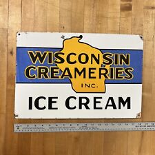 Placa publicitária WISCONSIN CREAMERIES SORVETE PORCELANA ESMALTE METAL LATICÍNIOS comprar usado  Enviando para Brazil