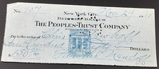 Cheque New York City Peoples Trust Company 29 de novembro de 1910 Bedford 7L, usado comprar usado  Enviando para Brazil