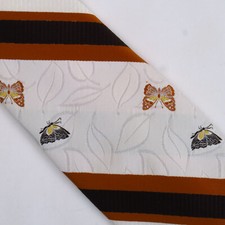 Gravata masculina Leonardo listrada estampa borboleta amarelo laranja marrom retrô 57x4 comprar usado  Enviando para Brazil