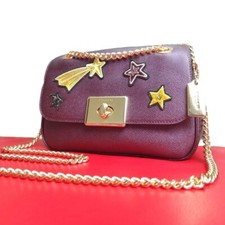 Bolsa de ombro COACH Turnlock couro bolsa corrente crachá roxo do Japão comprar usado  Enviando para Brazil