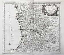 Mapa real de Portugal Coimbra Porto Braga Aveiro Villa Santini 1776, usado comprar usado  Enviando para Brazil