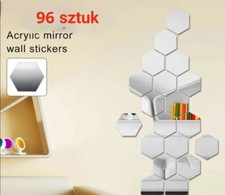 Hexagon Lustro Naklejka Przyklejane Lusterka Srebrne Ozdoba Dekoracja  na sprzedaż  PL