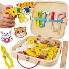 Drewniana Skrzynka Narzędziowa dla Dzieci Zestaw Majsterkowicza Narzędzia, używany na sprzedaż  PL