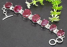 Pulseira de joias feitas à mão de prata esterlina 925 pedra preciosa rubi caxemira natural P-8 comprar usado  Enviando para Brazil