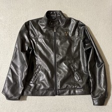 Jaqueta de Moto Masculina RDG Milano Couro Sintético G Preta Estilo Motociclista Bombardeiro Logotipo Itália, usado comprar usado  Enviando para Brazil