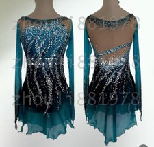 Vestido de patinação artística feminino/menino vestido de patinação no gelo elastano tingimento azul comprar usado  Enviando para Brazil