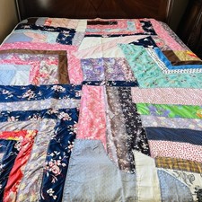 Colcha dupla face feita à mão – 67” x 80” – Patchwork vintage. comprar usado  Enviando para Brazil