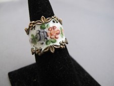 Anel vintage dourado esterlina com esmalte guilhochê pintado assinado, usado comprar usado  Enviando para Brazil