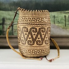 Mochila de vime natural original tecida à mão cesta rústica tribal decoração de armazenamento comprar usado  Enviando para Brazil