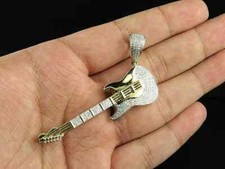 Pingente de berloque redondo em forma de guitarra 1,7 ct criado em laboratório folheado a ouro amarelo 14k, usado comprar usado  Enviando para Brazil
