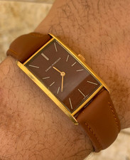 Relógio tanque Girard-Perregaux vintage década de 1960 manual folheado a ouro mostrador borgonha 21x36 comprar usado  Enviando para Brazil