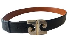 Cinto PIERRE CARDIN VINTAGE anos 70/80 couro anilina preto couro bovino UNISSEX tamanho 36 comprar usado  Enviando para Brazil