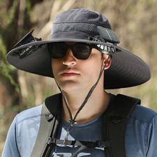 Chapéu unissex externo movido a energia solar aba larga com 2 ventiladores para pesca caminhadas comprar usado  Enviando para Brazil