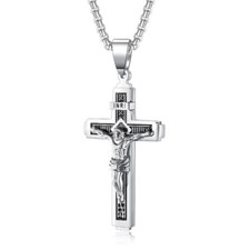 Colar pingente cruz crucifixo Jesus Cristo aço inoxidável masculino 24" novo comprar usado Colar pingente cruz crucifixo Jesus Cristo aço inoxidável masculino 24" novo comprar usado  Enviando para Brazil