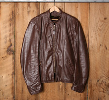 Jaqueta de Moto Vintage BROOKS Couro Marrom Cafe Racer com Zíper Forro Masculina Tamanho. 44 comprar usado  Enviando para Brazil