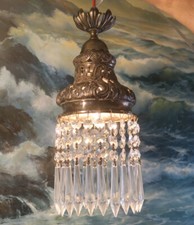 Candelabro vintage Swag ROCOCO banhado a prata prismas de cristal ferramenta vitoriana comprar usado  Enviando para Brazil