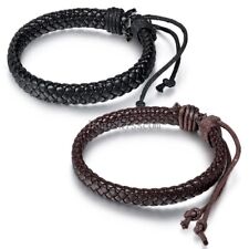 Pulseira masculina feminina de couro trançado bracelete ajustável, usado comprar usado  Enviando para Brazil