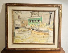 Albert Kramer guache aquarela barcos cena assinada “Albert Kramer” emoldurada, usado comprar usado  Enviando para Brazil