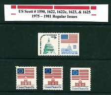 Usado, US SCOTT #1590, 1622, 1622c, 1623 e 1625 // 1975 - 1981 Edição Regular MNH    comprar usado Usado, US SCOTT #1590, 1622, 1622c, 1623 e 1625 // 1975 - 1981 Edição Regular MNH    comprar usado  Enviando para Brazil