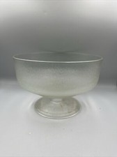 Vintage MCM Vidro Transparente Linhas Verticais Casca de Árvore 10" Pedestal Frutas Console Tigela comprar usado  Enviando para Brazil
