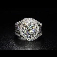 Elegante anel de zircão cúbico folheado a prata joia feminina corte redondo tamanho 6-10 comprar usado  Enviando para Brazil