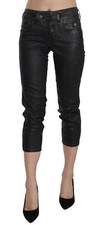 Calça jeans GALLIANO preta lavada cintura média perna fina cropped p. W26 $350 comprar usado  Enviando para Brazil
