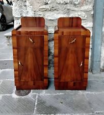 Usado, Mesas de cabeceira antigas italianas esplêndidas art déco madeira burlwood cabeceiras Itália década de 1930 comprar usado  Enviando para Brazil