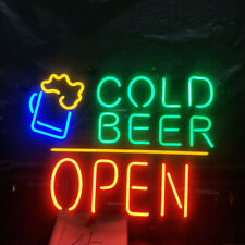 Cerveja fria aberta 24"x20" placa de néon lâmpada display feito à mão decoração de bar bebida LE, usado comprar usado  Enviando para Brazil